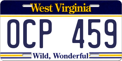 WV license plate OCP459