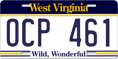 WV license plate OCP461