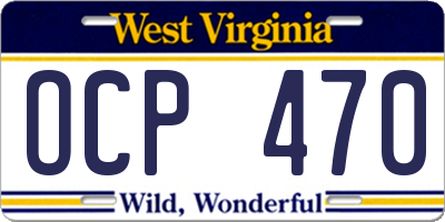 WV license plate OCP470