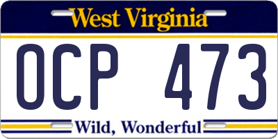 WV license plate OCP473