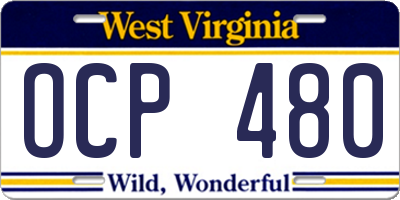 WV license plate OCP480