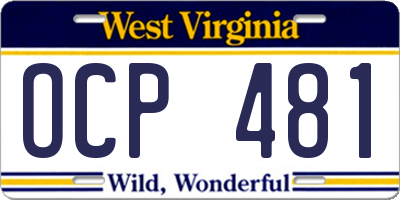 WV license plate OCP481