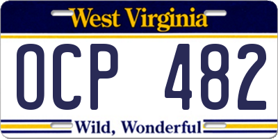 WV license plate OCP482