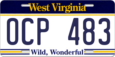 WV license plate OCP483