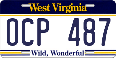 WV license plate OCP487