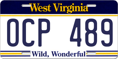 WV license plate OCP489