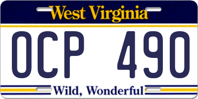 WV license plate OCP490