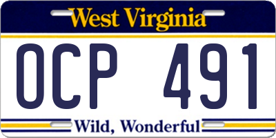WV license plate OCP491