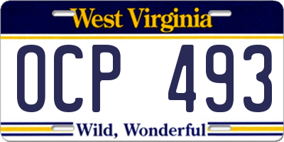 WV license plate OCP493