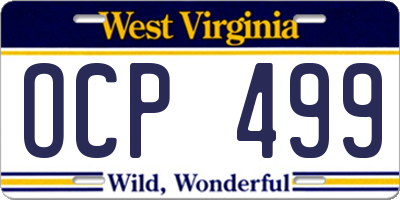 WV license plate OCP499