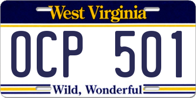 WV license plate OCP501