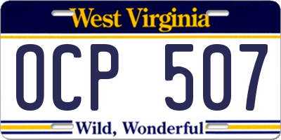 WV license plate OCP507