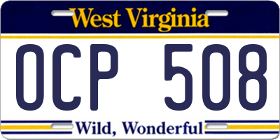 WV license plate OCP508