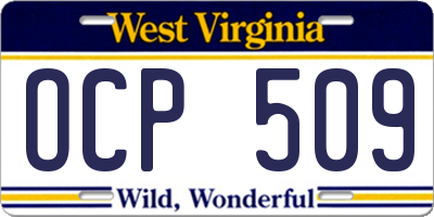 WV license plate OCP509