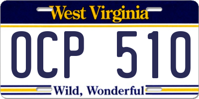 WV license plate OCP510