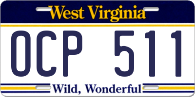 WV license plate OCP511