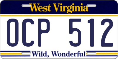 WV license plate OCP512