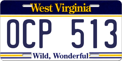 WV license plate OCP513