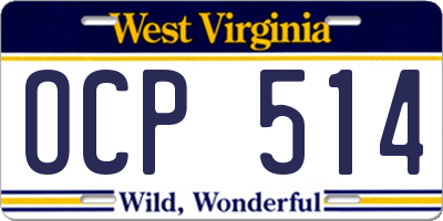 WV license plate OCP514
