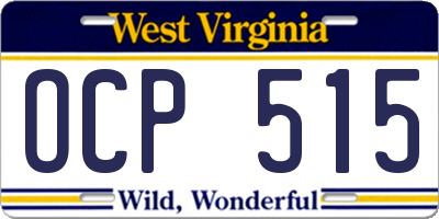WV license plate OCP515