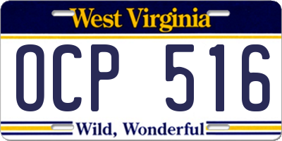 WV license plate OCP516