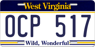 WV license plate OCP517