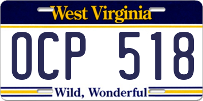 WV license plate OCP518