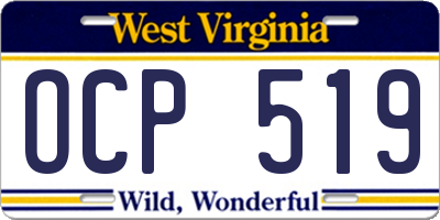 WV license plate OCP519
