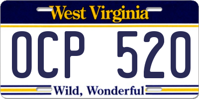 WV license plate OCP520