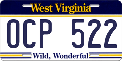 WV license plate OCP522