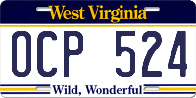 WV license plate OCP524