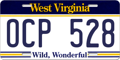 WV license plate OCP528