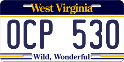 WV license plate OCP530