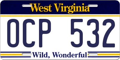 WV license plate OCP532