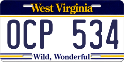 WV license plate OCP534