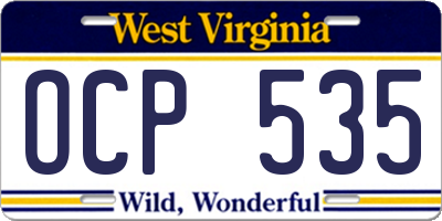 WV license plate OCP535
