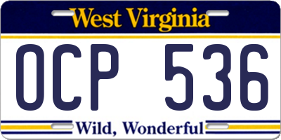 WV license plate OCP536