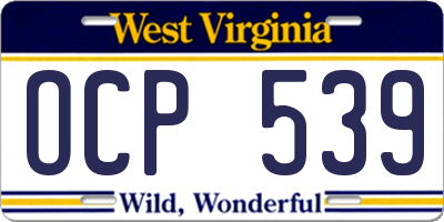 WV license plate OCP539