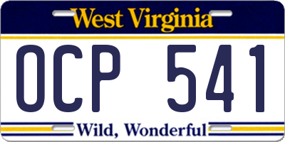 WV license plate OCP541