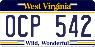 WV license plate OCP542