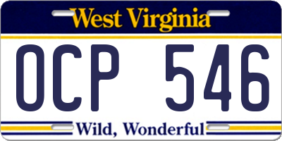 WV license plate OCP546
