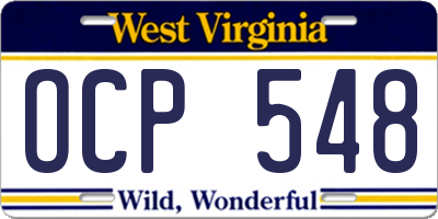 WV license plate OCP548