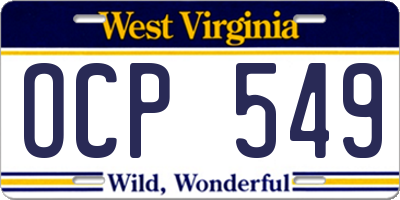 WV license plate OCP549