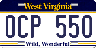 WV license plate OCP550