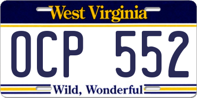 WV license plate OCP552