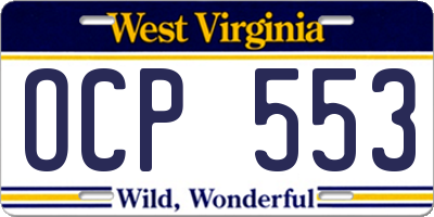 WV license plate OCP553