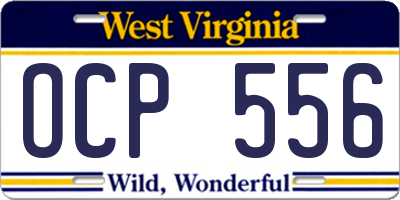 WV license plate OCP556