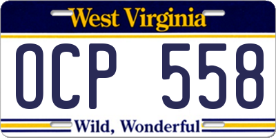 WV license plate OCP558