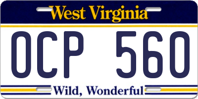 WV license plate OCP560