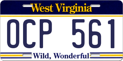 WV license plate OCP561